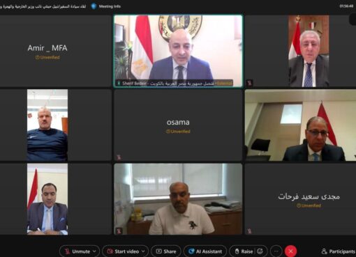 نائب وزير الخارجية والهجرة وشئون المصريين في الخارج يعقد لقاء افتراضياً مع الطلبة المصريين الذين احرزوا المراكز الاولى في الثانوية العامة في الكويت